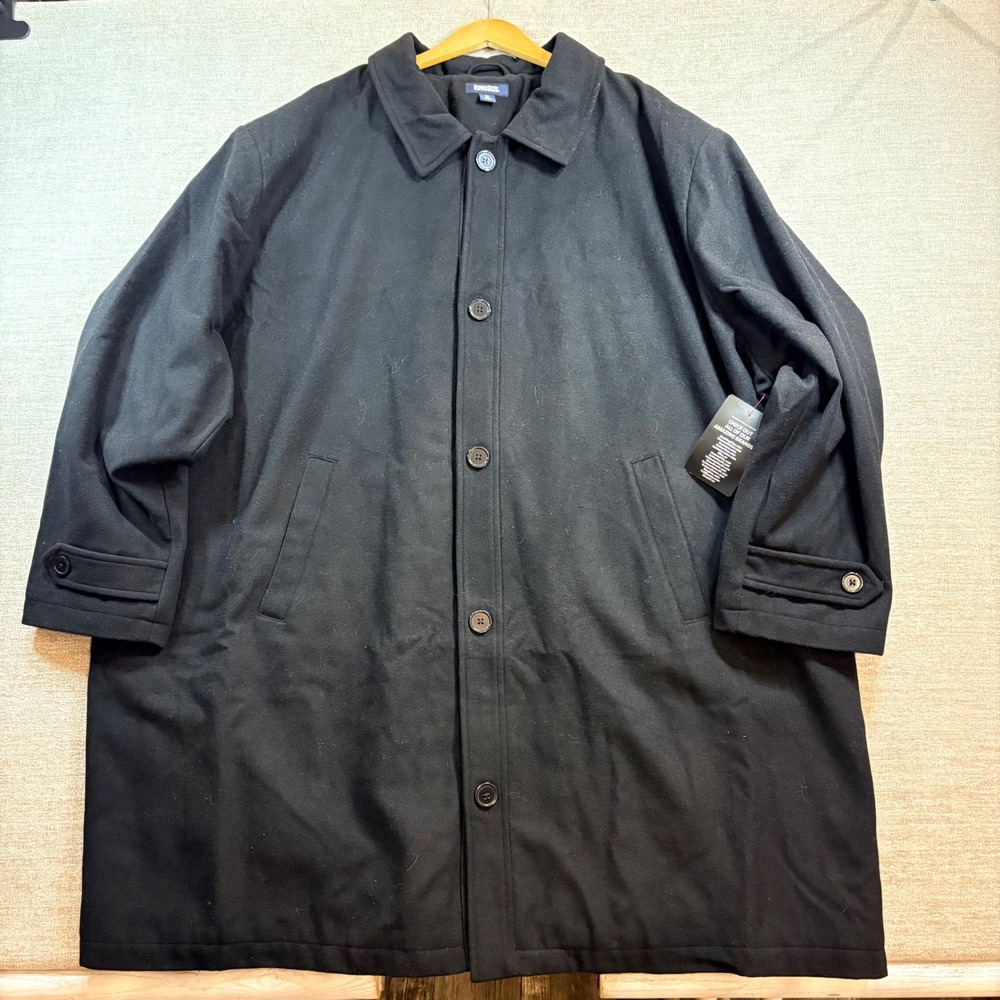 NEW KingSize Mens 5XL Big Wool Blend Car Coat Jacket Black Button NWT 62-0269-1